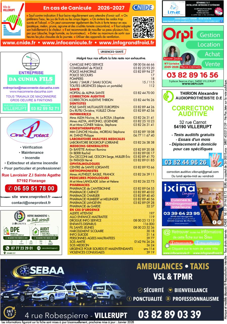 Fiche d'urgence